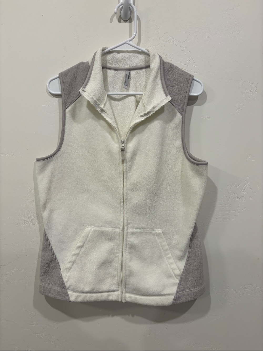 Old Navy Cream Fleece Vest with Taupe Trim